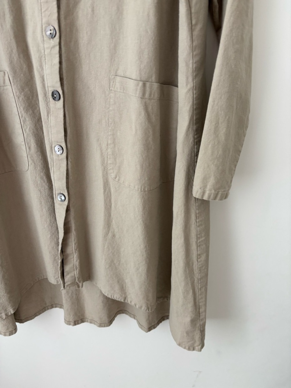 Blue Sky Clothing Linen Blend Shirt Dress Tunic Lagenlook Beige Oversized XL - Picture 7 of 11